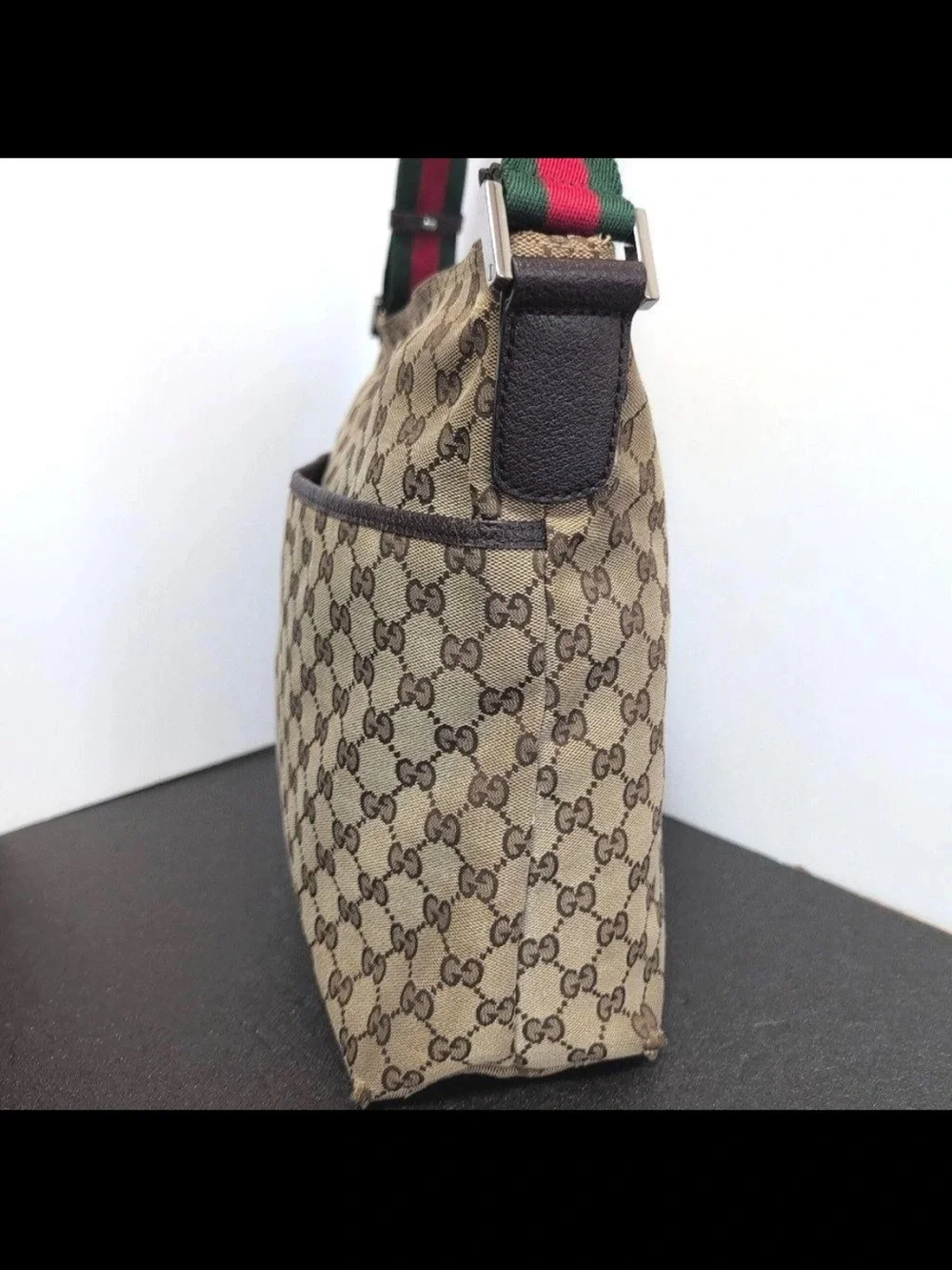 Gucci Beige & Brown Monogram Messenger Bag